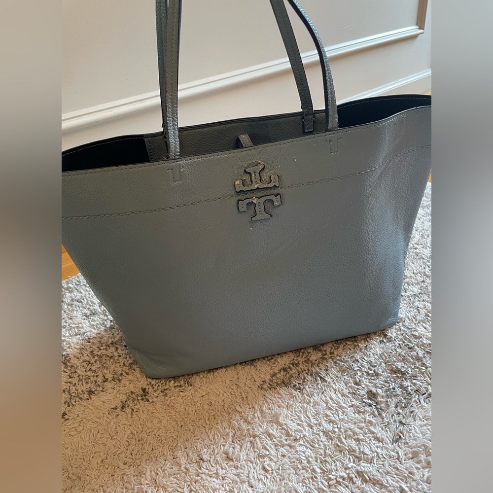 Tory Burch Sky Blue Leather Tote Bag - Picture 16 of 16
